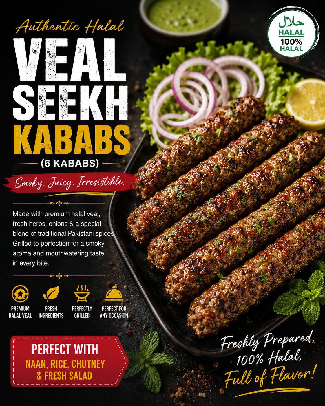 Veal Seekh Kabab (12 Kababs)